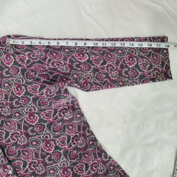 Carole Little Purple Grey/Gray Lambs Wool Angora Cardigan Sweater Size L - Picture 9 of 11